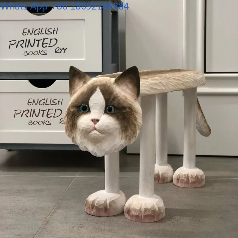 Solid Wood Stool Cartoon Creative Animal Small Stool Simple Home Shoe Changing Stool Living Room Low Durable