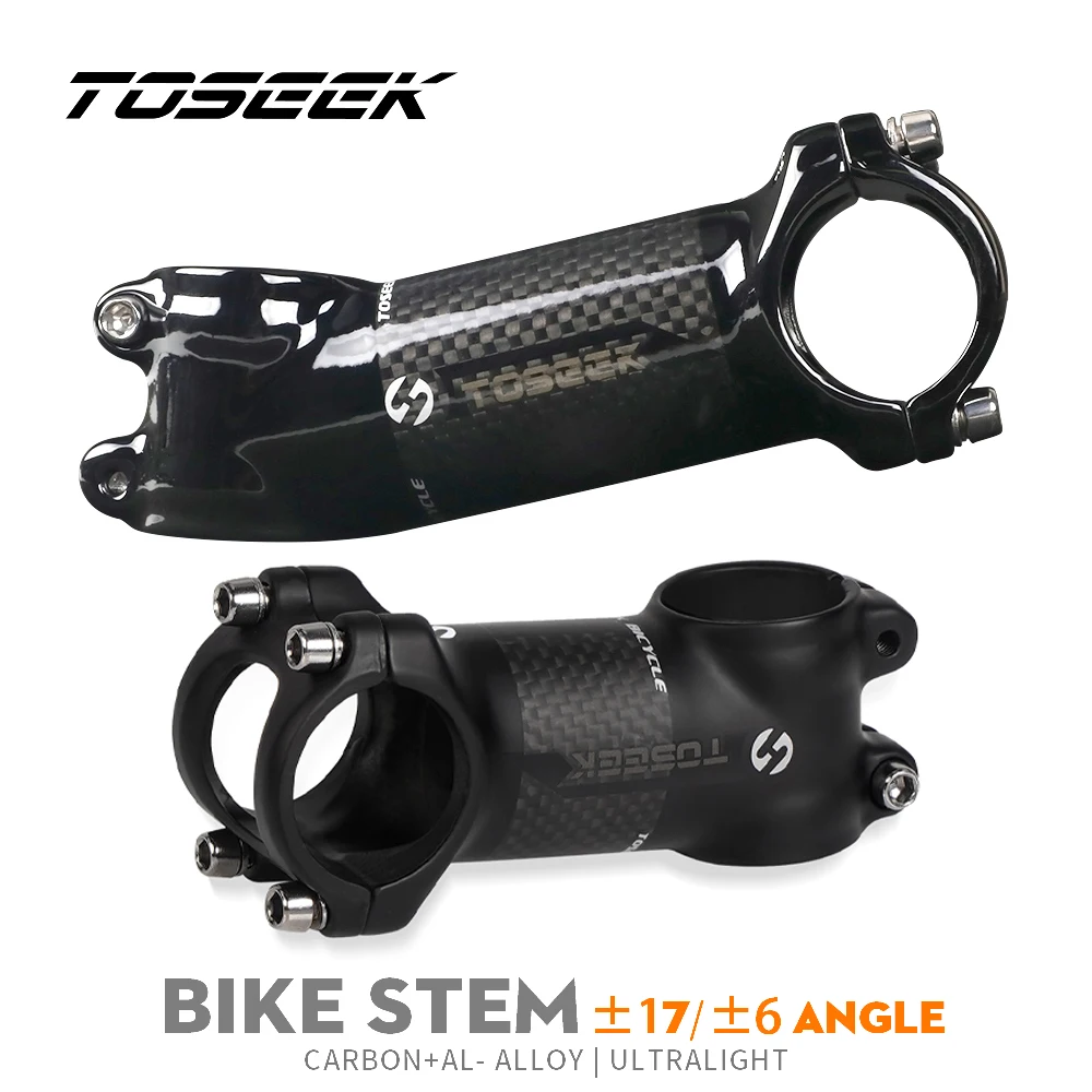 TOSEEK Bicycle Handlebar Stem 28.6-31.8mm Aluminum + Carbon Stem 6/17Degree Mtb Handlebar Stem MTB Stem Spare Parts For Bicycle