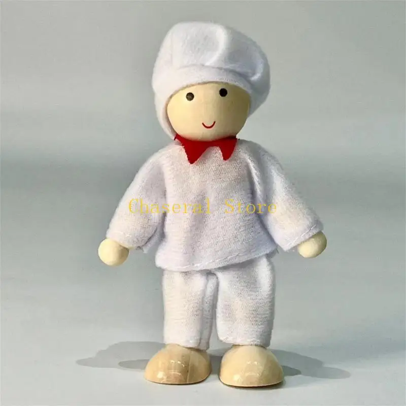 E7CE Figuras juego rol madera multigeneracional con brazos y piernas para niños