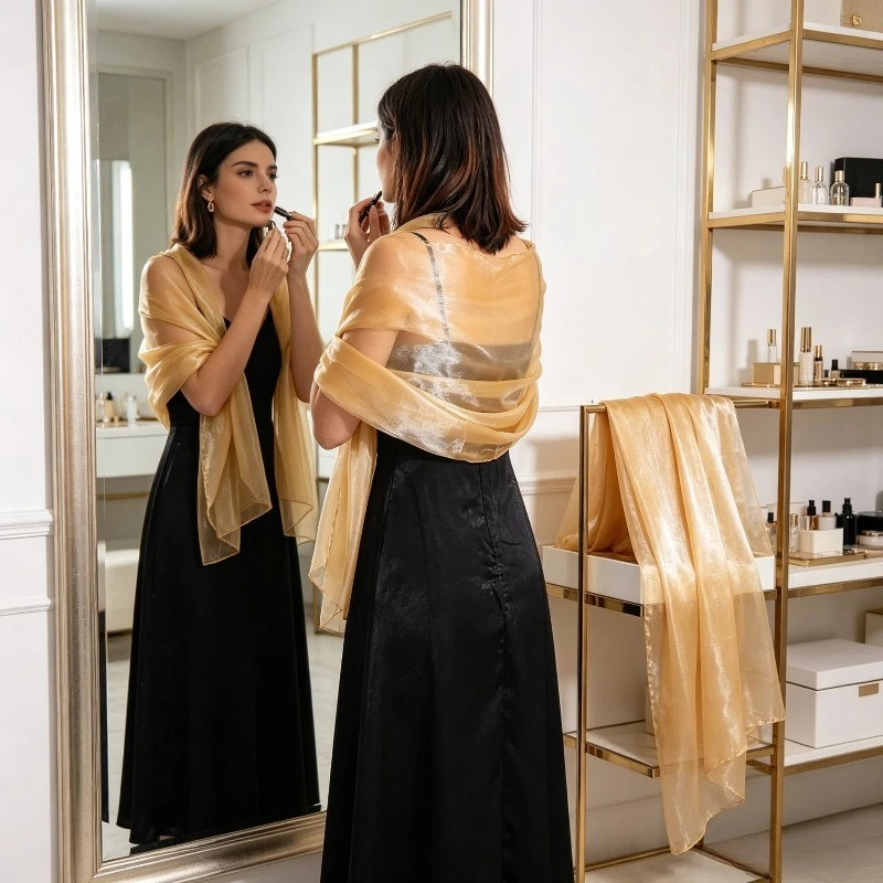 Elegant Solid Color Shawl for Wedding Bridesmaid Evening Party Dress Fashionable Soft Shawl Scarf for Formal Occasions