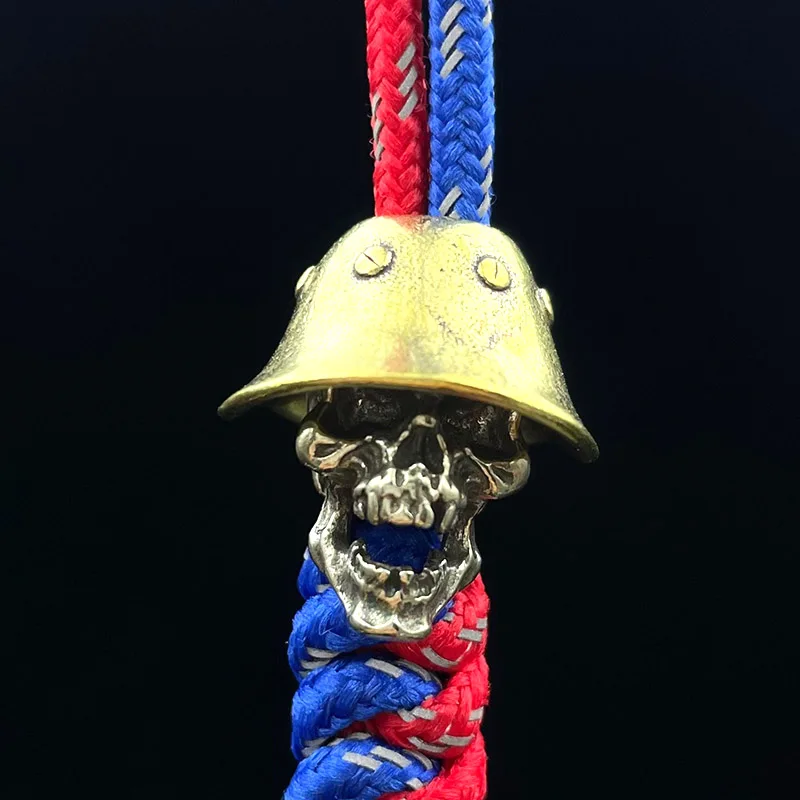Death Skull Soldier Bullet Helmet Brass Knife Beads EDC Outdoor Punk DIY Paracord Bracelets Woven Lanyard Pendants Accessories