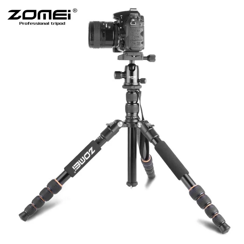 ZOMEI Lightweight Portable Q666 Professional Travel Camera Tripod Tripode Aluminum Tripod Head Monopod for Digital DSLR Camera