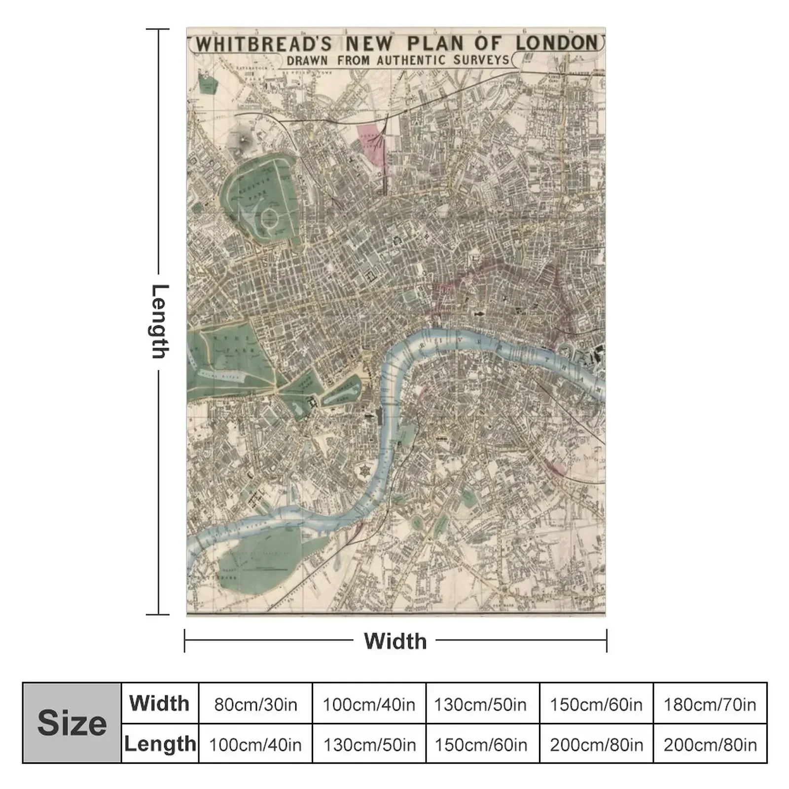 Vintage London England Map (1853) Throw Blanket Soft Plush Plaid Extra Large Throw Hair Comforter Blankets