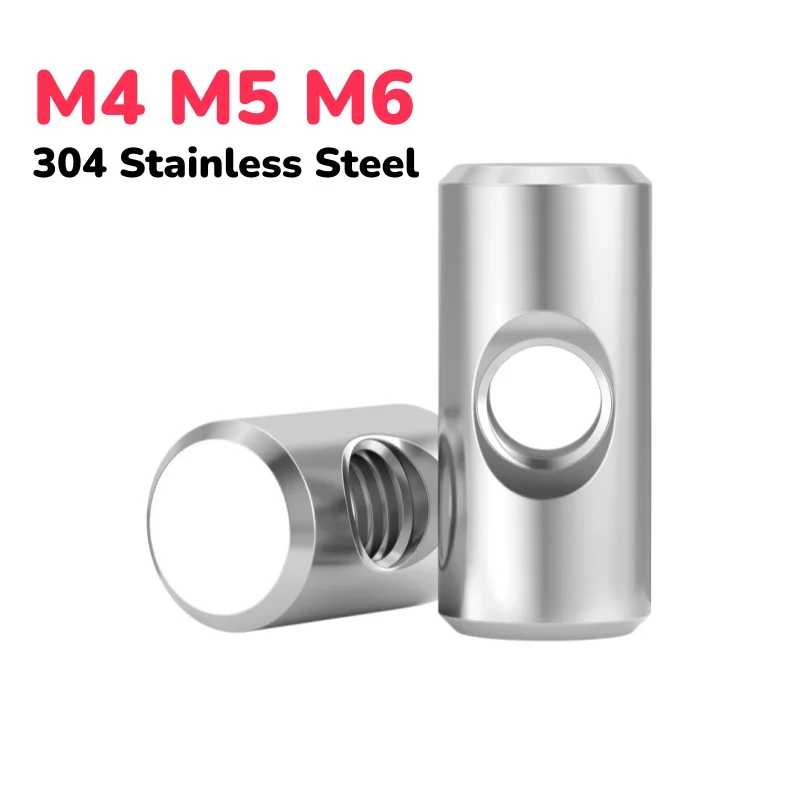 304 Stainless Steel M4 M5 M6 Cross Hole Hammer Embedded Nut Cylindrical Pin for Wood Furniture Accessories