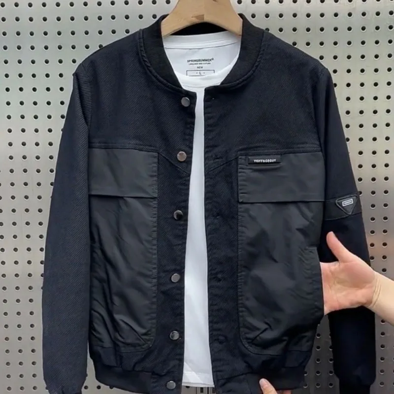 Spring Autumn Men Clothing Bomber Jacket Military Motorcycle Jackets Patchwork Coats Long Sleeve Zipper Slim Stand Collar New - Image 5