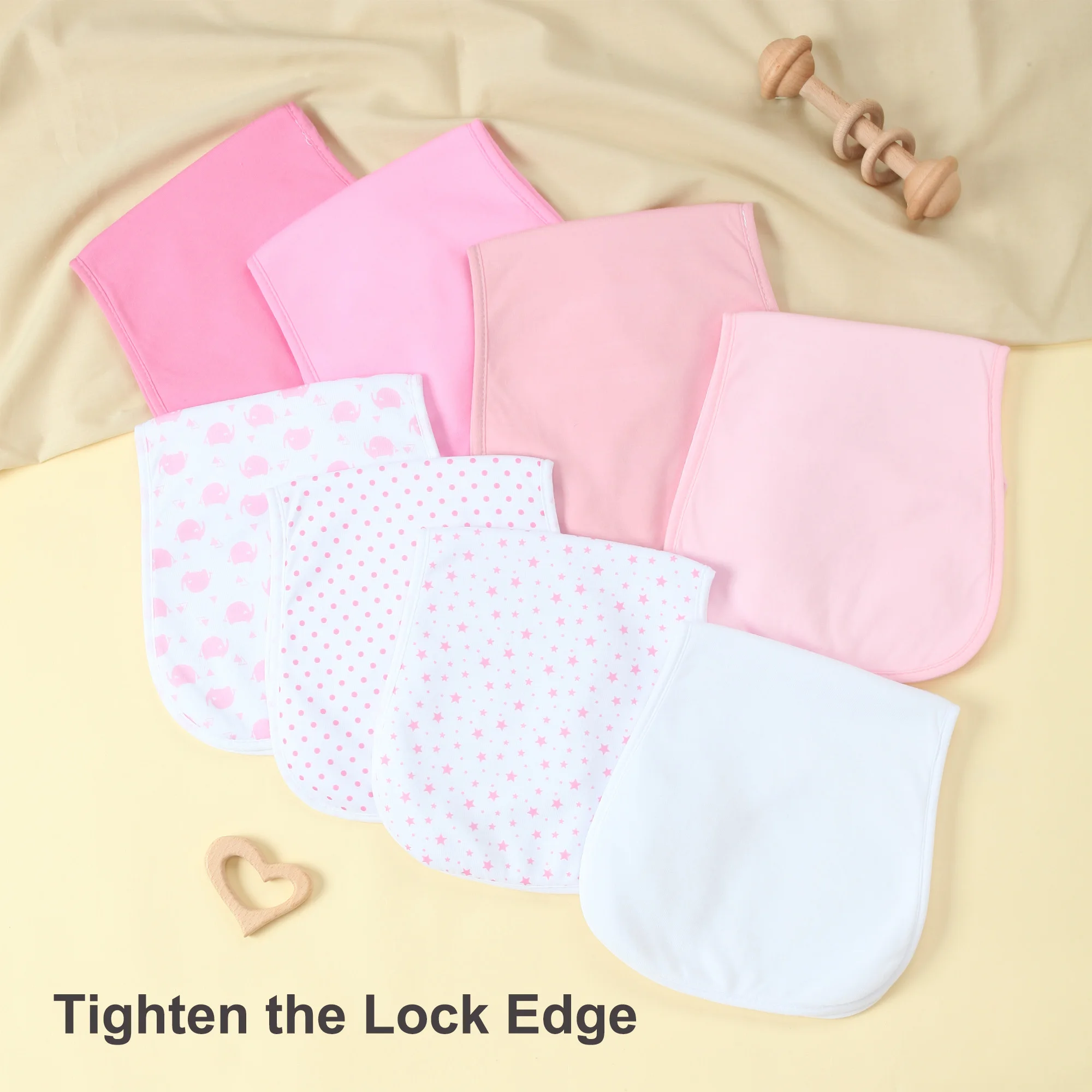 

Набор из 8 многоразовых салфеток для девочек с разнообразным принтом, 3-слойная конструкция с впитывающими слоями, водонепроницаемые, безопасные для кожи.