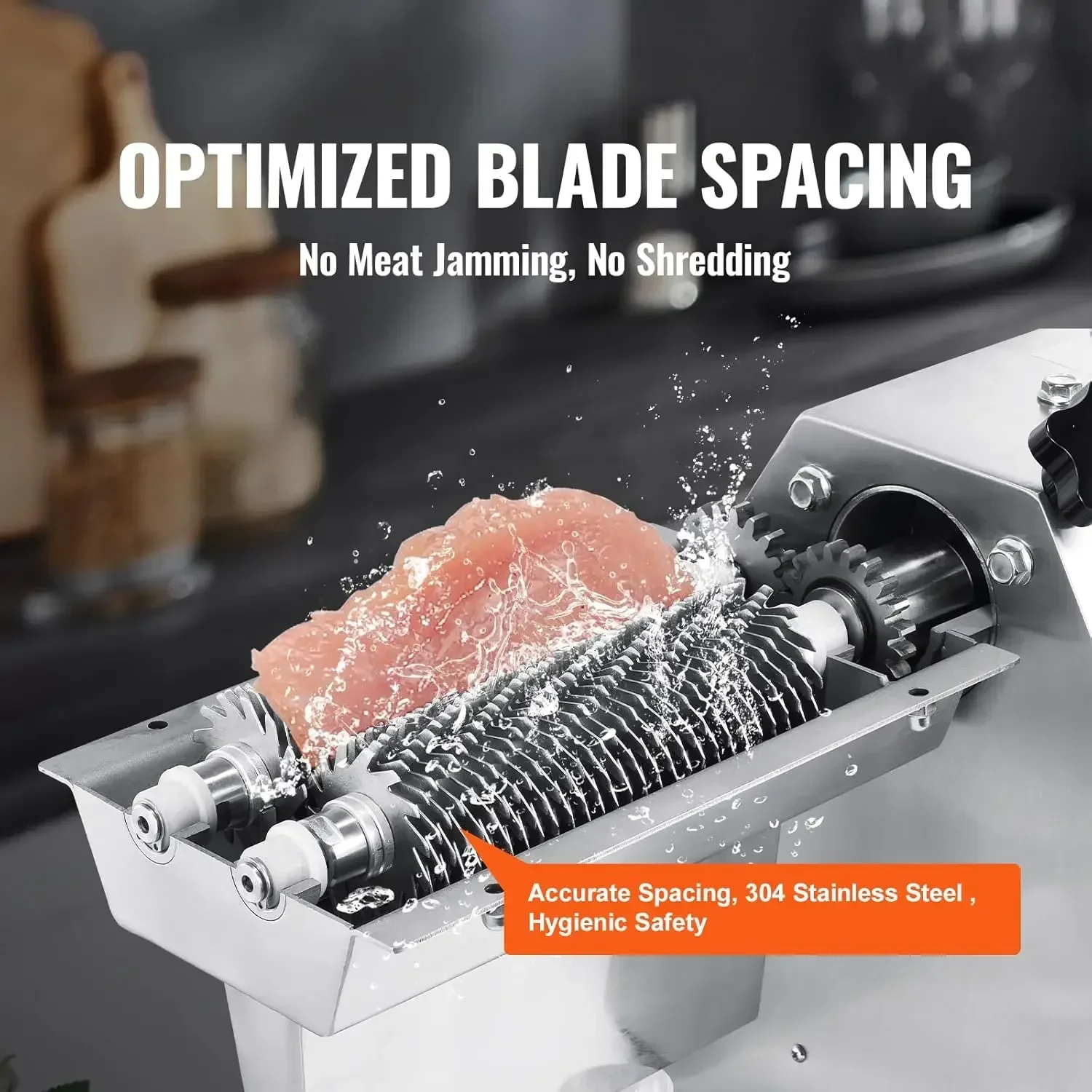 

XMSJ.Commercial Meat Tenderizer, Heavy Duty 304 Stainless Steel Kitchen Tool with Meat Tong, Cleaning Brush, and Tray