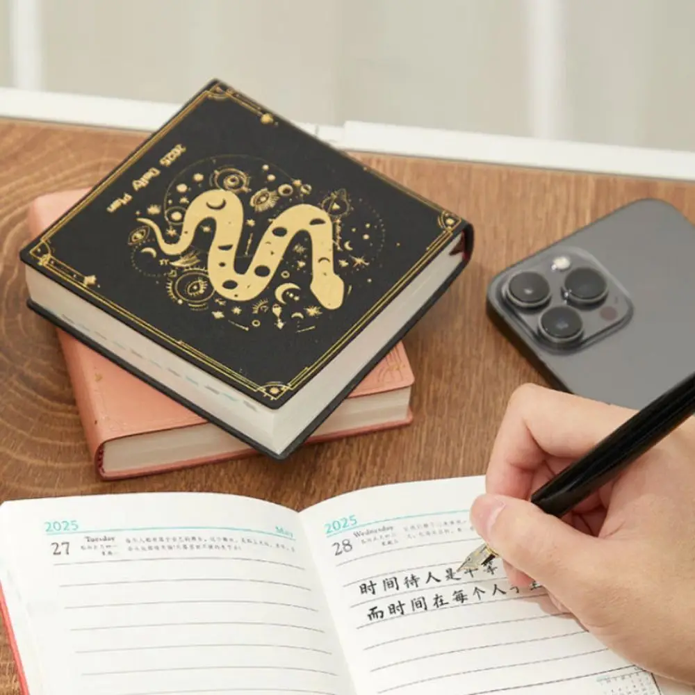 Portable 2025 Snake Year Notebook Square Pocket Schedule Book 180 Sheets/360 Pages Diary Annual Notebook School Supplies