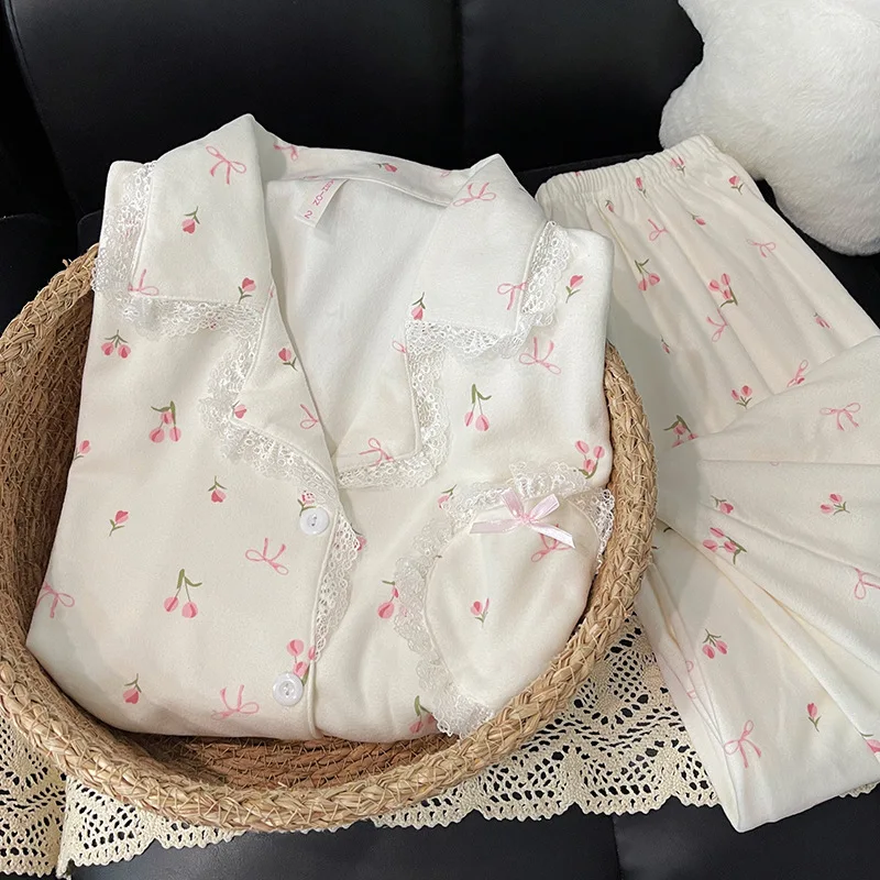 

Women's Solid Color Pajama Set Winter Warm Long Sleeve Two-Piece Sleepwear Cozy Loungewear Homewear Comfortable Nightwear