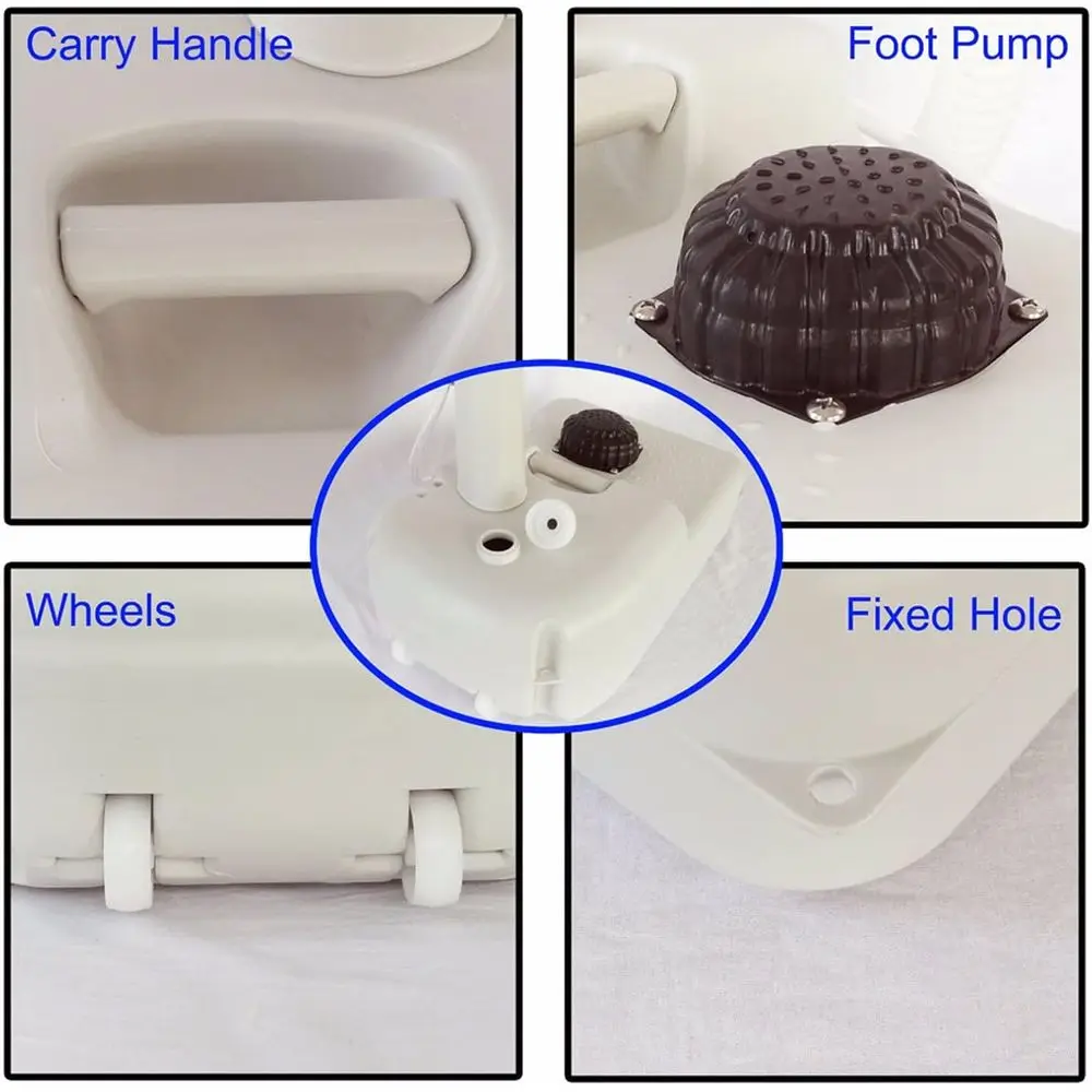 Draagbare campinggootsteen met 19L watertank Rollende wielen Handdoekhouder Zeepdispenser Kraan, buitenvoetpomp Wasstation voor