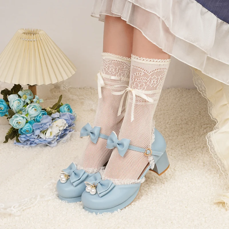 

Closed Toe Sandals Women's Summer Blue Lo Shoes Versatile Sweet Student Large Size Lolita Girls' Small