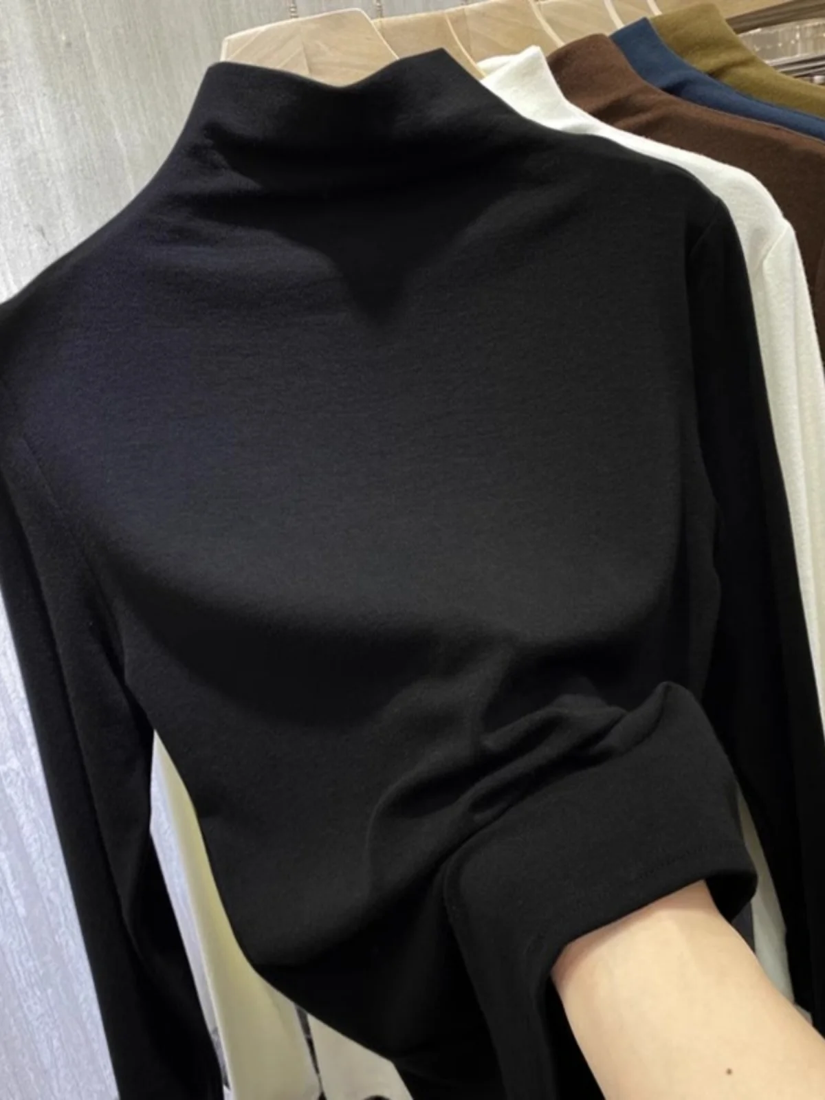 

Fall Winter Large Size 300 Pou Men's Long Sve f High Collar T-irt American Trendy Brand Base irt Inner Wear Top