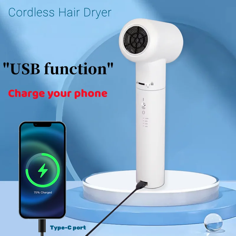 650W Cordless Hair Dryer Hot/Cold Air 24000mAh Rechargeable Portable Travel Blow Dryer Gifts for Women/Mom Use Anytime Anywhere