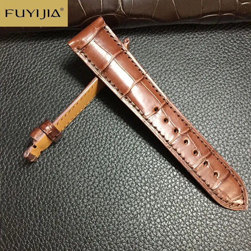 FUYIJIA 16~22MM Mississippi Alligator Skin Watchbands Master Handmade Custom Brand Watch Substitute Strap Genuine Alligator Belt