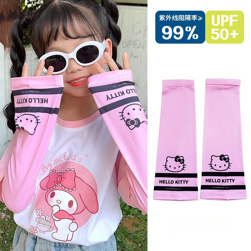 Sanrio Ice Sleeves Sunscreen Sleeves Ice Silk Arm and Arm Sleeves Adult and Children's Long Sleeves Anti UV Stripes view 3