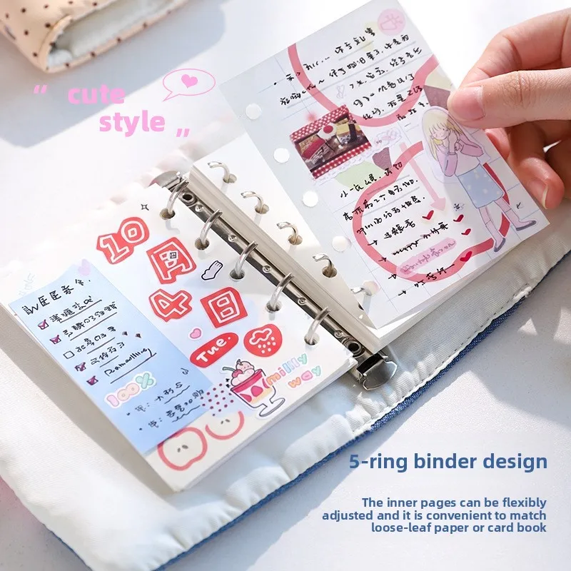 Polka Dot Canvas M5 Planner Notebook Loose-Leaf Diary Creative Korean Style Draft Book Student Notebook Loose-Leaf Stationery