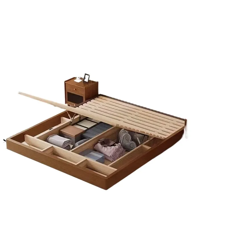 for All Solid Wood Tatami Floor to Ceiling Bed Without Bedside Encrypted Row Skeleton Suspended Bed 1.5m Household Nordic