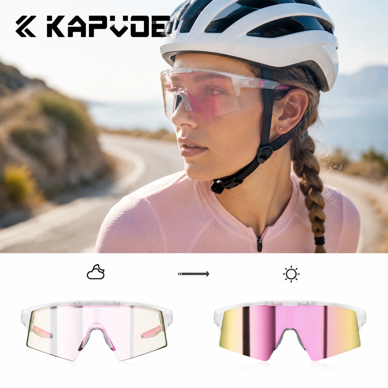 KAPVOE Fahrradbrille UV400 Schutzbrille Leichte Antibeschlag-Windschutzbrille für Laufen Outdoor-Sport Klettern