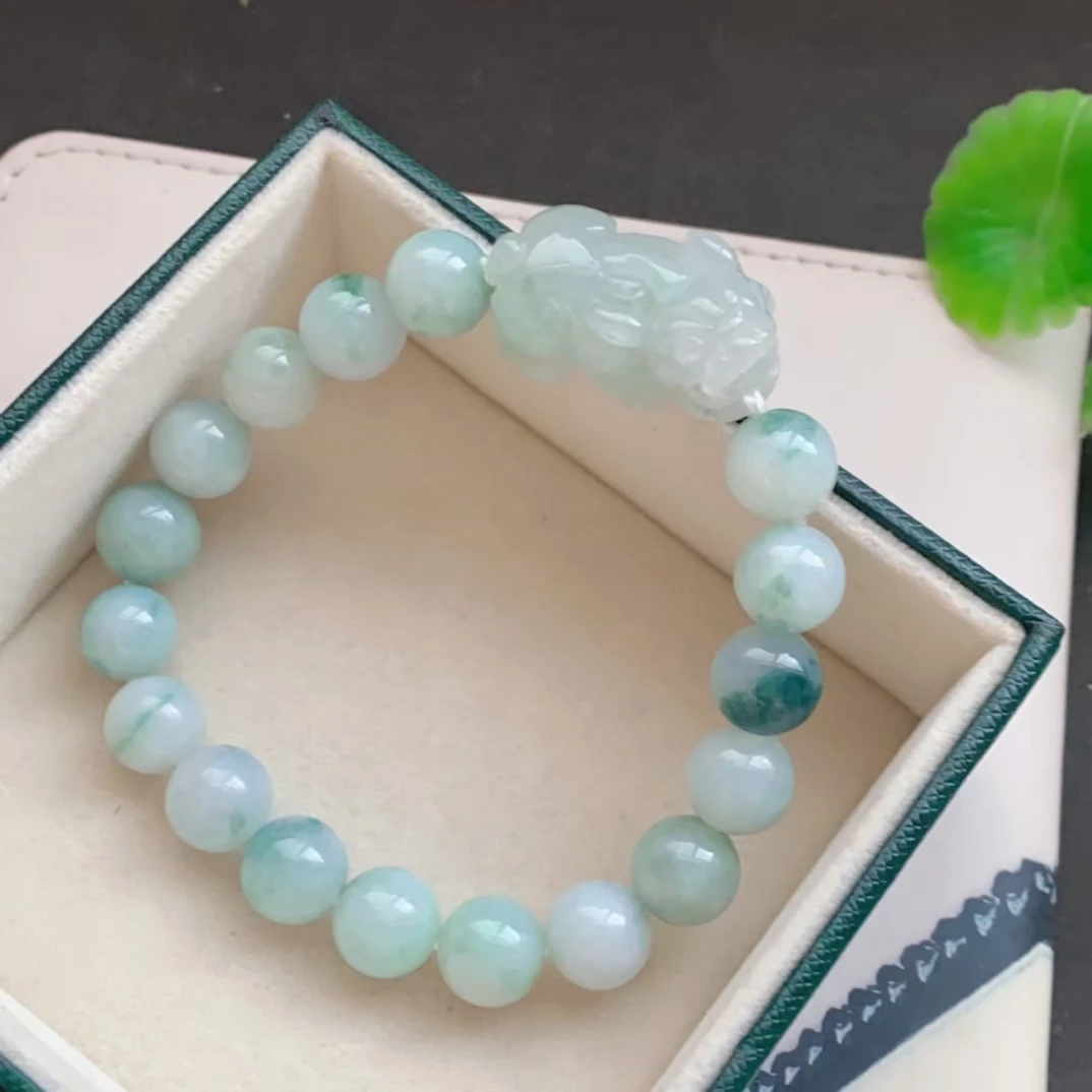 

Natural Green Jade A Round Beads Bracelet Pi Xiu Pendant 29-16-10.5mm Women Natural Gemstone Rare Jade A Crystal AAAAAA