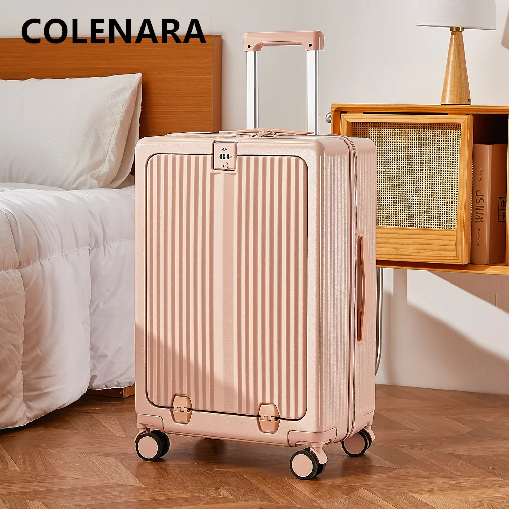 COLENARA-Valise à Roulettes pour Femme, Boîte d'Embarquement ABS + PC, Valise Trolley, Ouverture Avant, Mot de Passe, Bagages de Voyage, 20 ", 22", 24 ", 26"