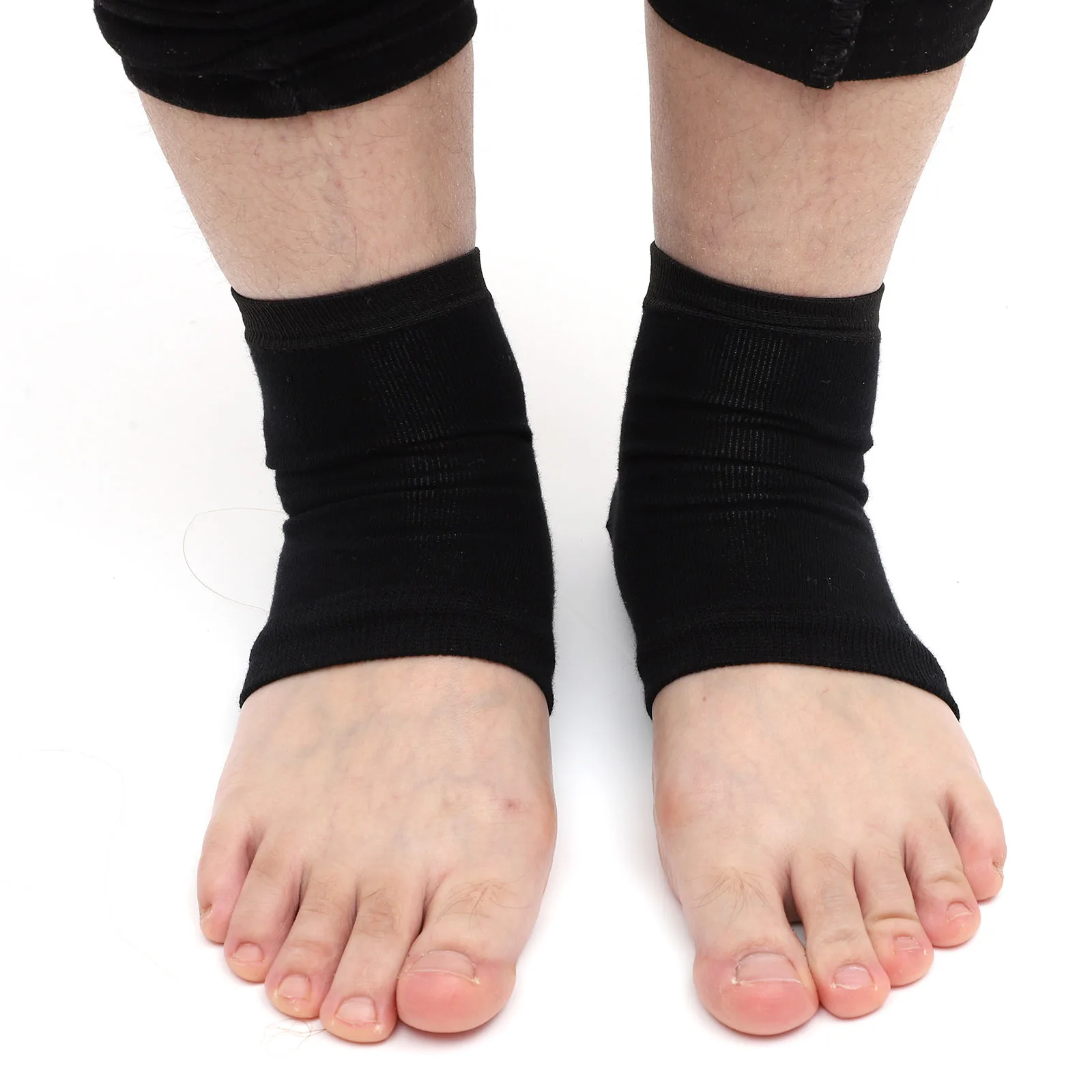 

Silicone Heel Socks Anti Pairs Washable Elastic Toeless Foot Sleeves Breathable Reusable Gel Lining Moisturizing Winter