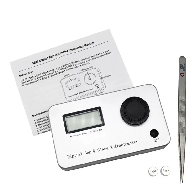 Digital Gem Refractometer for Jewelry Stone 1.300-3.000 RI Tester with LCD Display Portable Refractive Index Measuring Tool