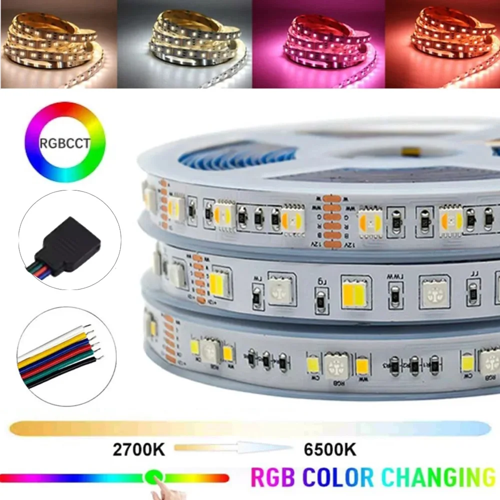 DC12V RGBCCT LED Light Strip 12MM SMD5050+2835/2IN1/5IN1 RGB+W+CW Flexible Holilday Home lighting Decorations 60Leds/M 90Leds/M