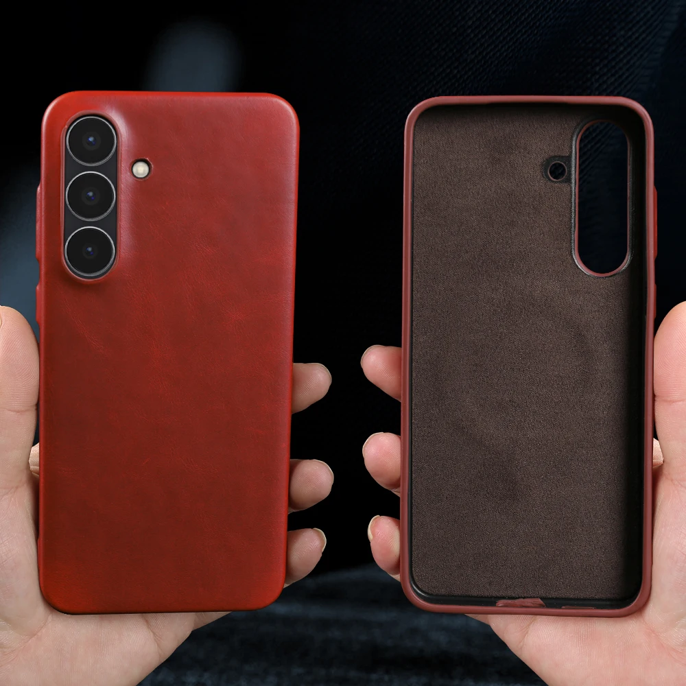 

For Samsung Galaxy S25 FE Genuine Leather Case Coque For Samung Galaxy S25 Plus S24 FE S23 S22 S21 Ultra Back Cover Case Funda
