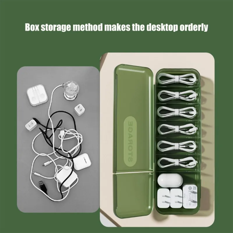 Cable Storage Box Organizer Charger Cord Storage Box With 7 Compartments Reusable Data Cable Storage Case For Office Home Travel