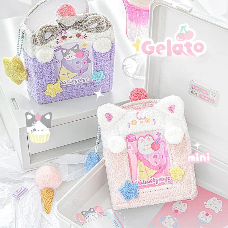 

Soft Kawaii 3 Rings Kpop Photocards Binder Book Cute Animal Plush Idol Photo Album Cards Collect Book School Stationery