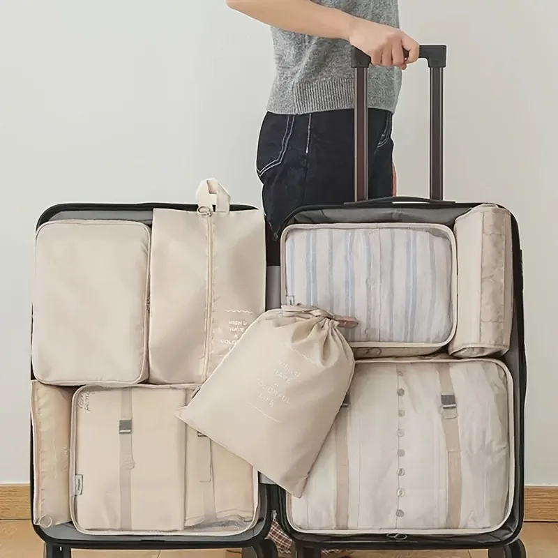 Set organizador de viaje: accesorios de viaje, incluye ropa, ropa interior, zapatos, cosméticos y bolsa de artículos de tocador para un almacenamiento eficiente