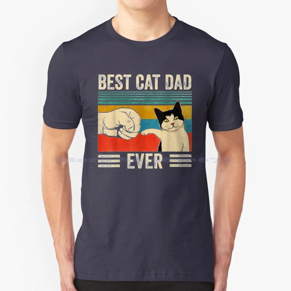 Mens Vintage Best Cat Dad Ever Bump Fit T Shirt 100% Cotton Tee Mens Vintage Best Cat Dad Ever Bump Fit