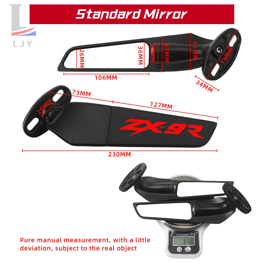 For KAWASAKI Ninja ZX9R ZX-9R ZX900 Motorcycle CNC rearview mirror fixed wing