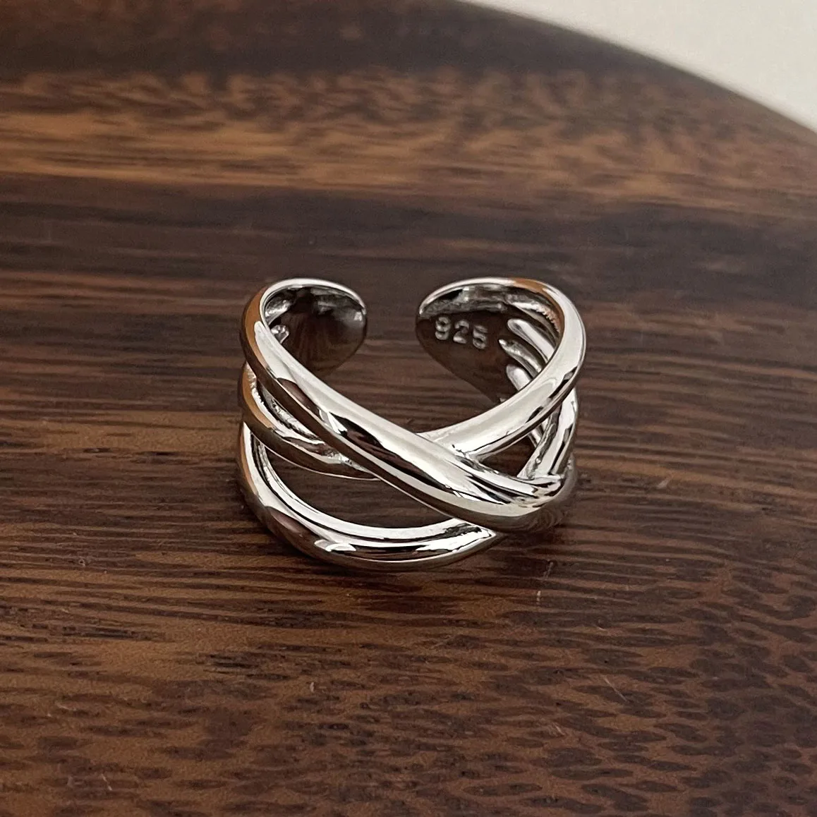 Women's 925 Sterling Silver Adjustable Gold Cross Ring