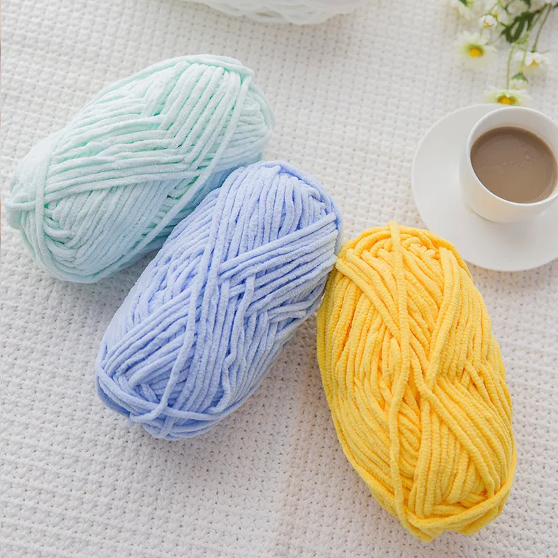 Chunky Chenille Fancy Yarn for Hand Knitting, 100g, Wholesale Prices, Baby Blanket, 100% Polyester, 100g