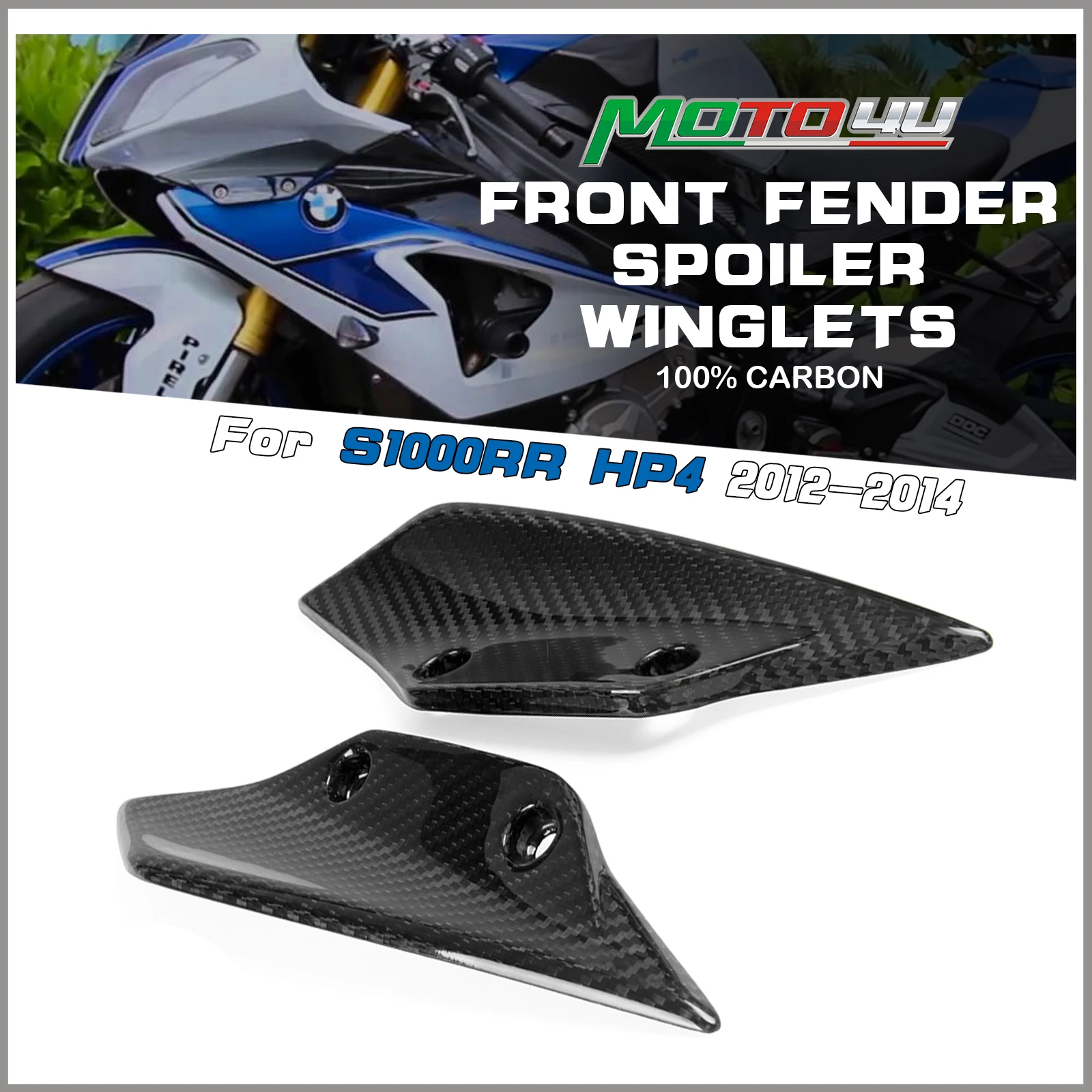 

Motorcycle Front Fender Spoiler Winglets 100% Carbon Fiber Twill Weave For BMW S1000RR S1000 RR HP4 2012 2013 2014