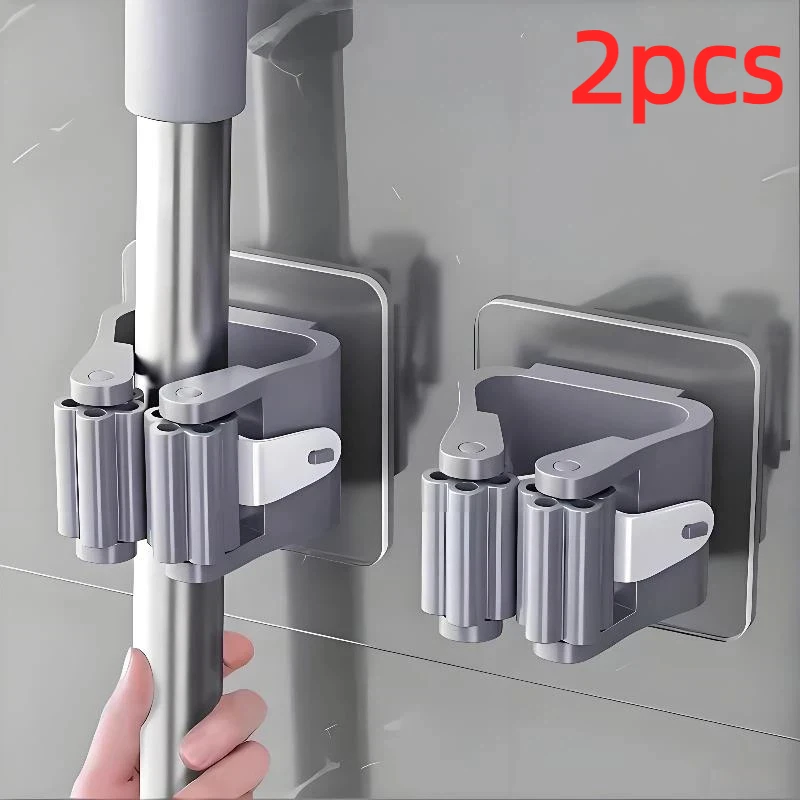 New Heavy Duty Adhesive Mop And Holder With No Drilling Strong Grip And Waterproof Design Perfect For Bathroom Kitchen Garage