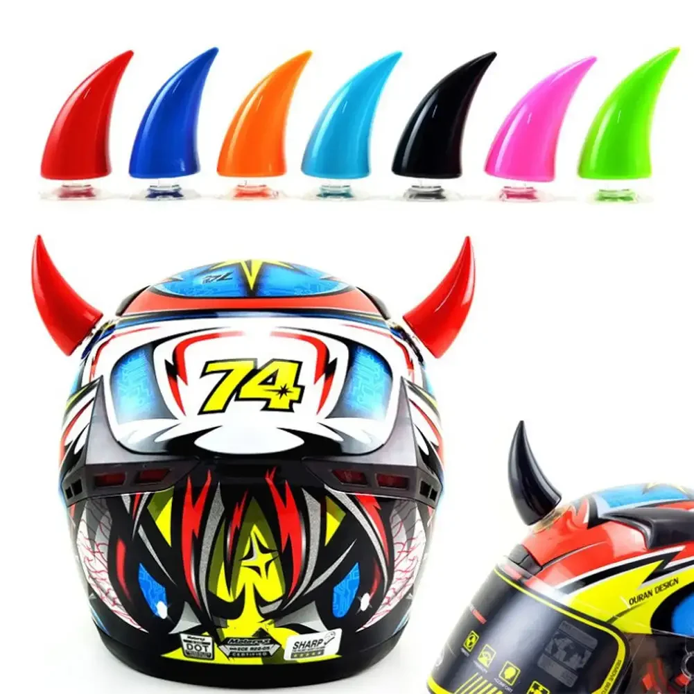 2Pcs Large Size Motorcycle Helmet Decoration Devil Horn Colorful Motorbike Bicycle Decoration Helmet Stickers Accessory