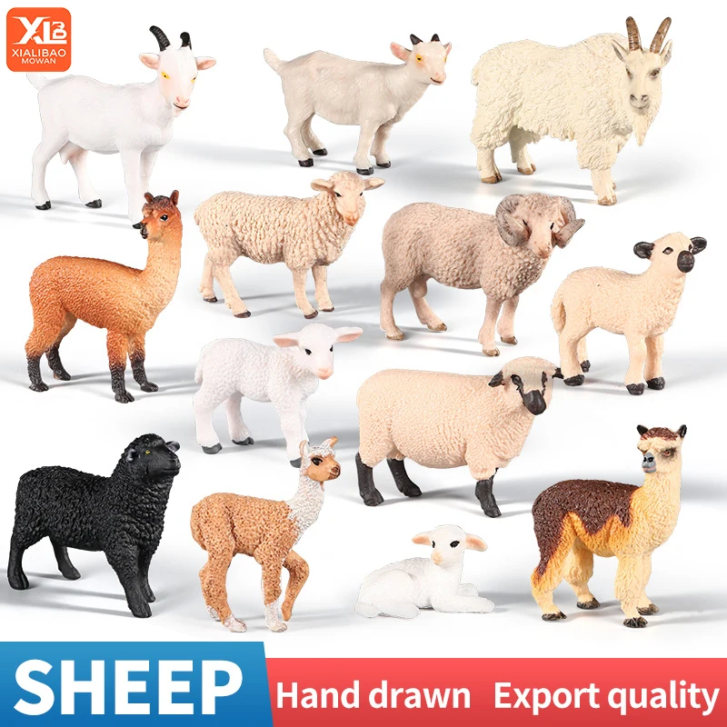 Simulação sólida fazenda aves animais modelo-alpaca ovelha cabra figuras de ação bonito decoração colecionável ideal crianças presente brinquedo