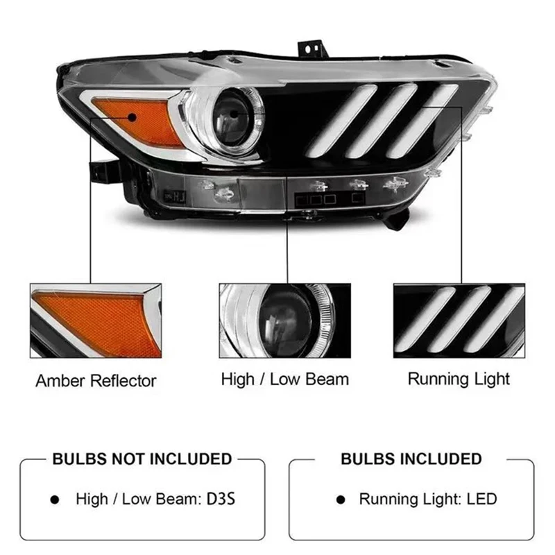 

Car Head Lamp for Ford Mustang LED Headlight 2015-2017 Headlights Mustang DRL Turn Signal High Beam Angel Eye Projector Lens