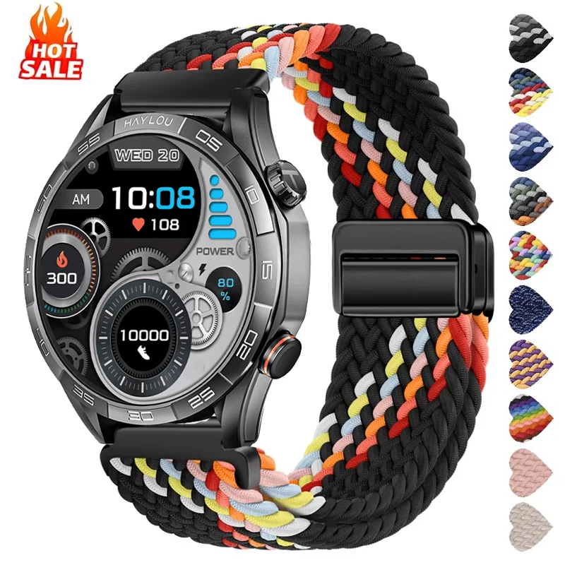 Magnetische geflochtene Schleife für Haylou Solar 5/Solar Ultra/Neo/Lite Nylon 22 mm Band für Haylou Watch 2 Pro/4 4S/RS5 R8 S8 S6/PlusRT3