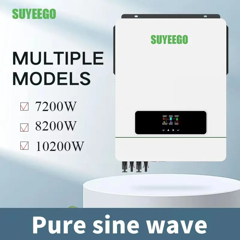 SUYEEGO inverter charger 7.2kw 8kw 8.2kw 10kw 10.2kw solar charge controller 180A pure sine wave hybrid solar inverter