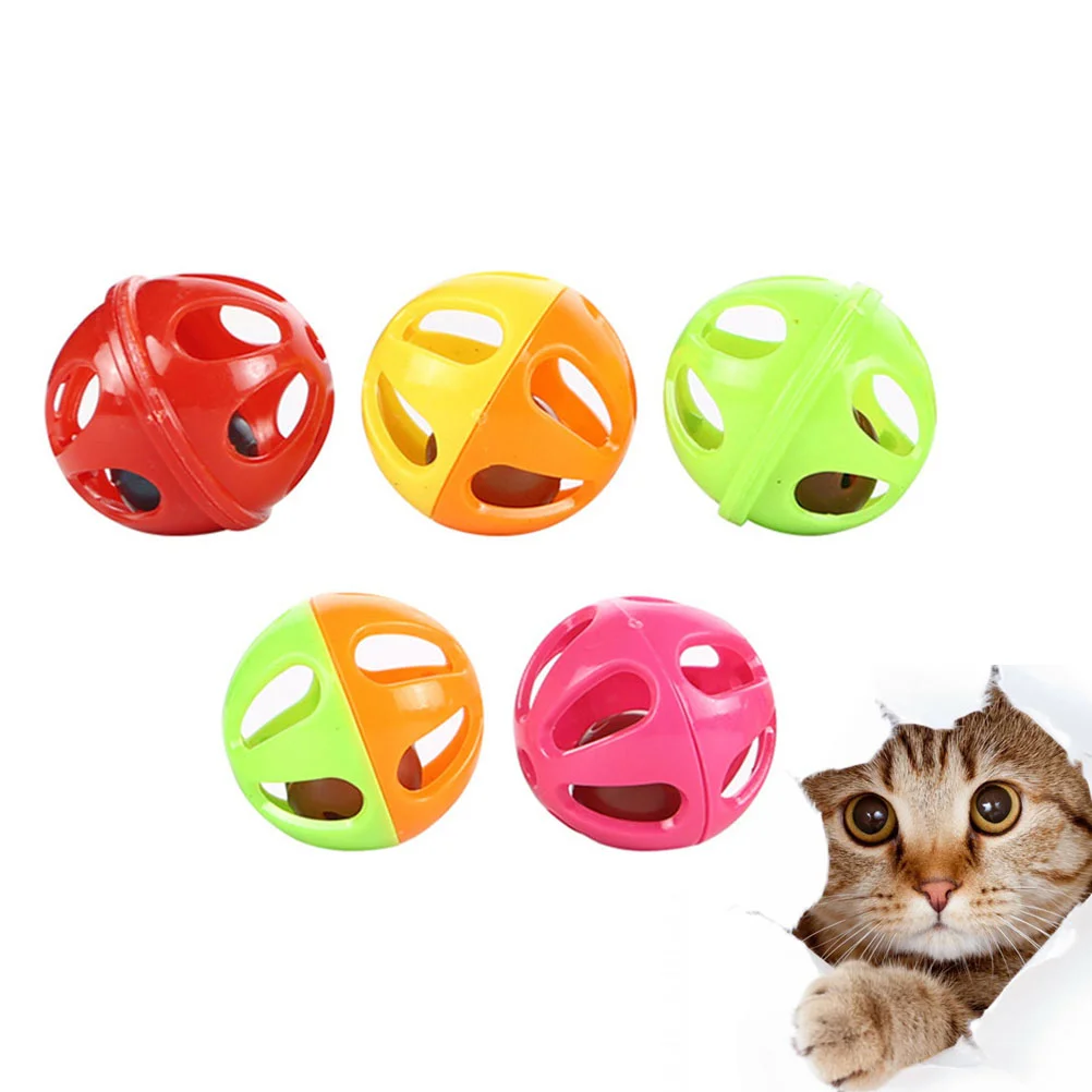 

50pcs Funny Cat Hollow-out Ball Toys Cat Playing Teaser Creative 2 Colors Bell Ball Toy (Random Color)