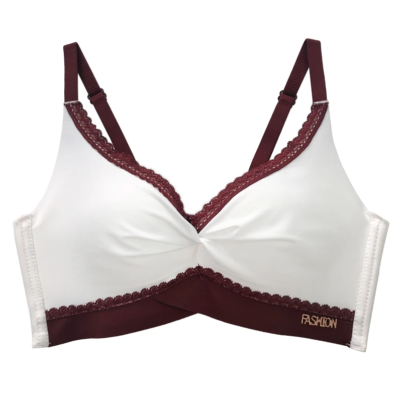 Contracted gathered wind girl underwear high school students without underwire triangle cup thin style girl underwear