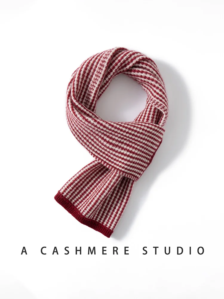 

New Women 100%Cashmere Scarf Autumn Winter Cashmere Color-block Long Shawl Casual Style Basic Soft Warm Scarf Luxury Preppy Tops