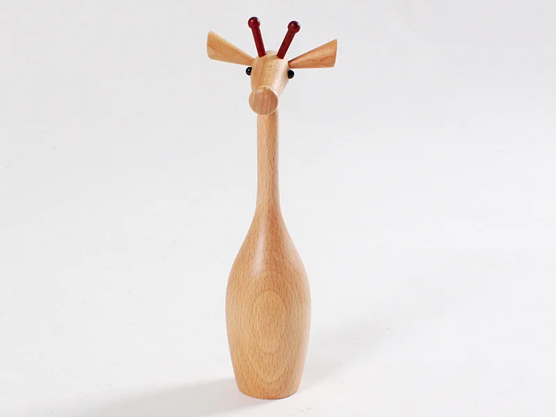 Wooden giraffe imported beech wood can be used as a 360 degree ornament