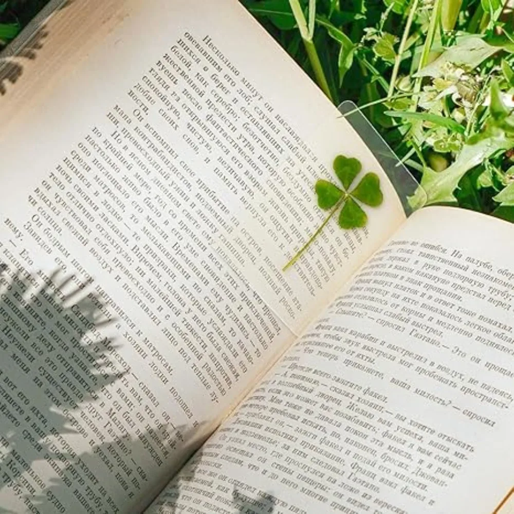 5pcs Lucky Four-Leaf Clover Natural Original Grass Transparent for Card Bookmark Wishing Four Leaf Clover Waterproof Postcard