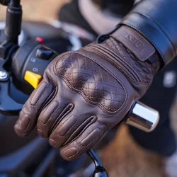 Gants de moto en cuir imperméables pour hommes, gants d'équitation de vélo, écran tactile intérieur, thermique, chaud, hiver