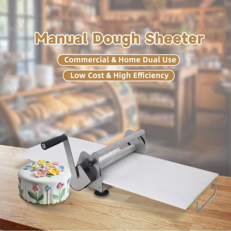 Mini Manual Tabletop Dough Sheeter  Portable Pastry Flattening Roller Equipment for Home Bakery Small Production