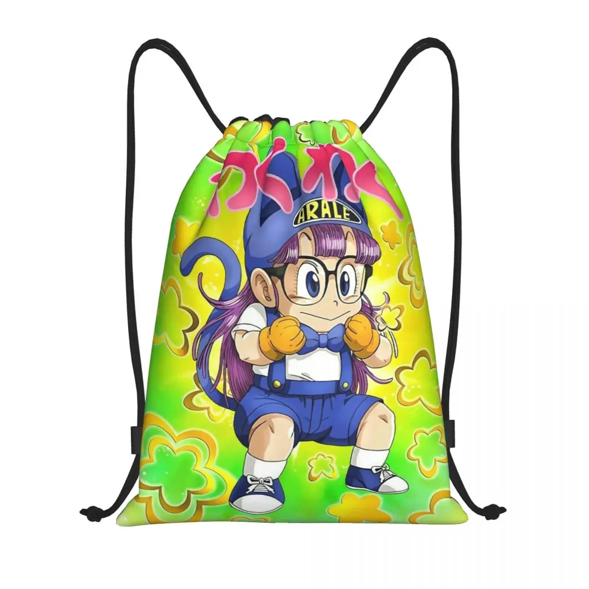 Arale Dr Slump Drawstring Bags Sports Backpack Gym Sackpack Water Resistant Japanese Anime String Bags for Hiking